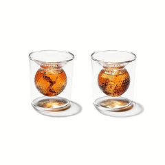 2/4pcs 50ml Golf Whiskey Glasses Double Walled Crystal Whiskey Cocktail Cup Washable Shot Glasses for Home Bar Party Golf Gifts
