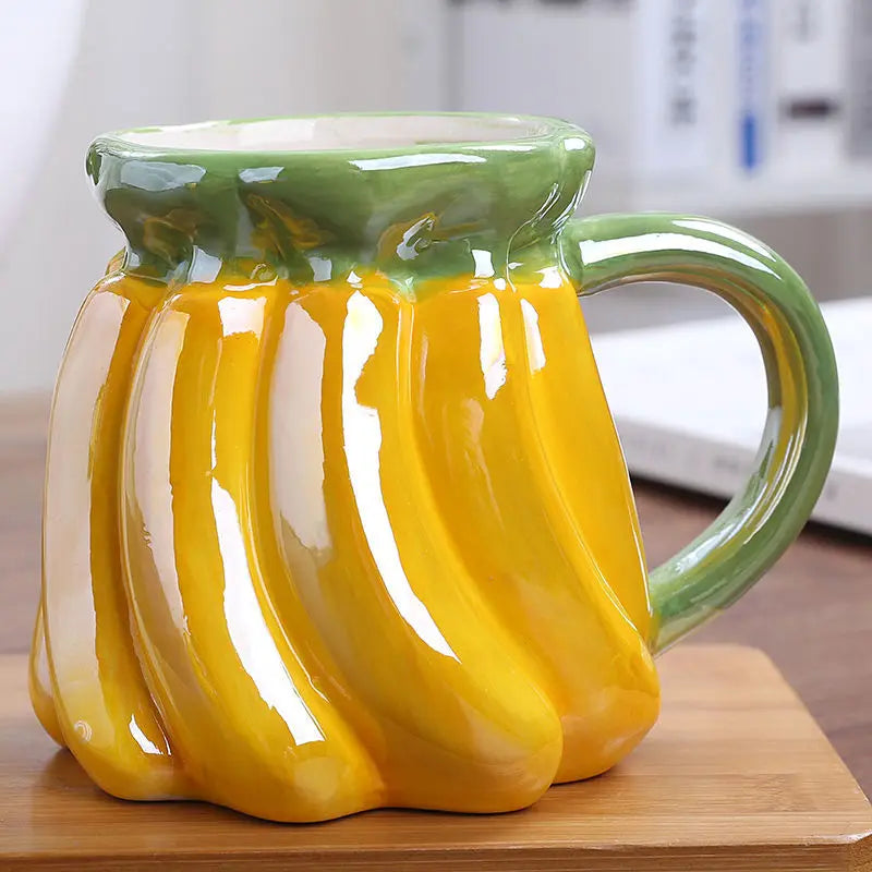 Creative Ceramic Strawberry Pumpkin Pineapple Coffee Cup Kids Fruit Mug Home Office Breakfast Milk Drink Mug Birthday Gift New