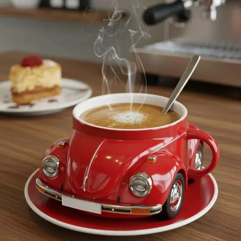 Handmade Creative Synthetic Resin Cup Beetle Car Shape Coffee Mug Resin Craft Gift Fun Imaginative Beetle Themed Drinking Cup