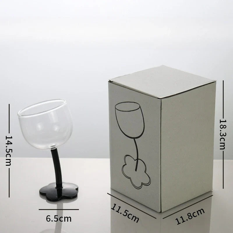 Vintage Glass Cups Home Christmas Party Drinkware Cute Flower with Tilted Head Goblet Romantic Champagne Glass Kitchenware Gifts