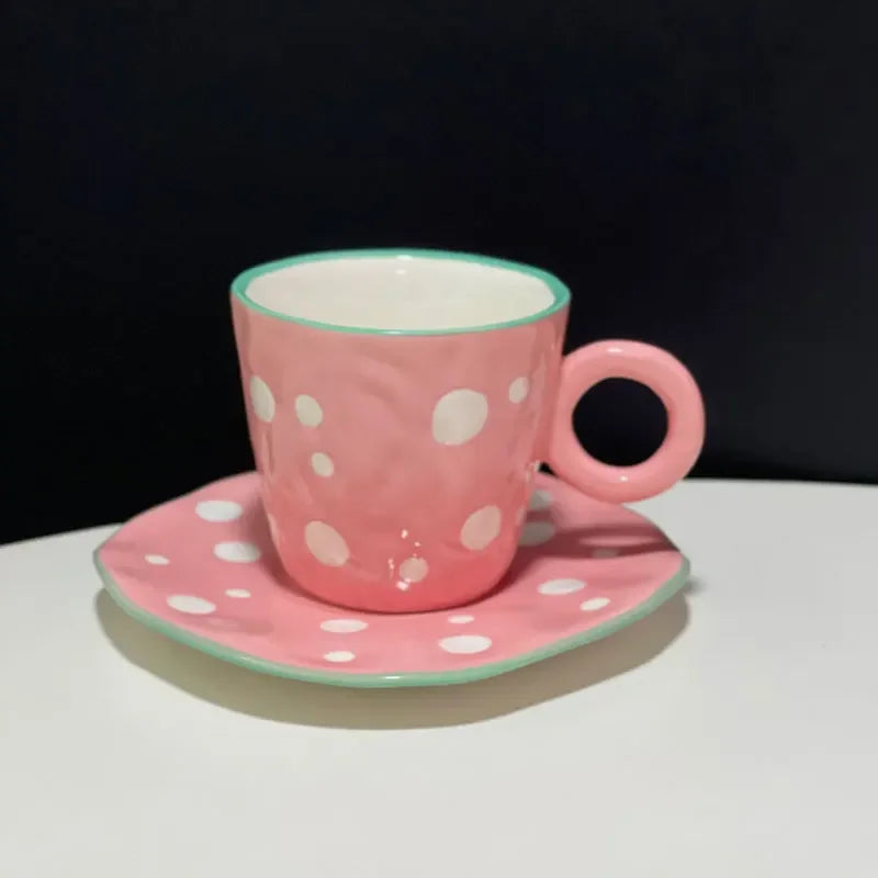 300ML Blue Sky and White Clouds Coffee Cup Tableware Set Hand-painted Ceramic Mug Milk Breakfast Cup Cute Coffee Tableware