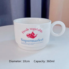 Retro Style English Letters Ceramics Tableware Mug Soup Plate Cream Color Desserts Steak Porcelain Main Dish Plate Coffee Cups