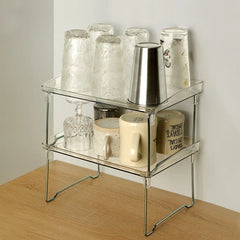 Fold Transparent Acrylic Storage Shelf Minimalist Kitchen Desktop Organizer Rack Home Tableware Cup Holder Organizing Shelf Gift