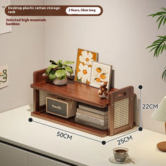 Ikeehome  Rattan Weave Storage Shelf Household Multi Layer Desktop Tea Cups Kitchen Tabletop Organizing Storage Rack Home Storage Gifts