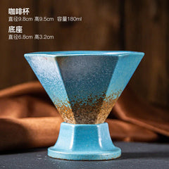 Nordic Hexagonal Ceramic Coffee Cup Creative Luxury Cup with Base Coffee Cup Table Decoration Tea Table Accessories Drinkware