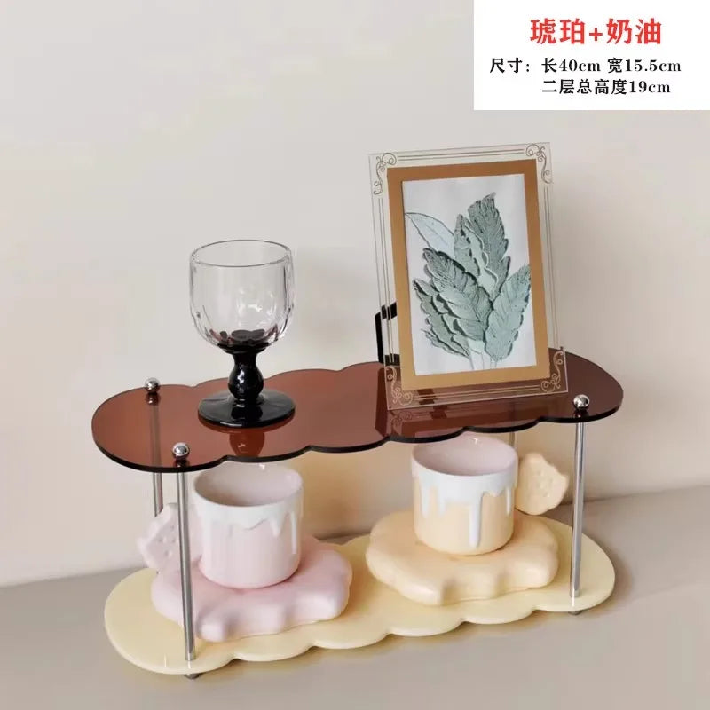 2-3 Layer Acrylic Display Stand Cup Rack Countertop Organizer Rack Restaurant Side Cabinet Organizer Rack Perfume Display Racks
