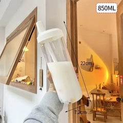 850ml Water Bottles Straw Cup Juice Milk Plastic Cup with Lid Straw Bubble Tea Coffee Cups Large Capacity Drinkware