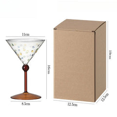 Retro Colorful Polka Dots Glass Cup Transparent Cocktail Glasses High Footed Cocktail Champagne Glasses Home Bar Party Drinkware