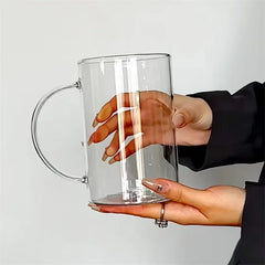 Ikeehome  1000ML Glass Cup Large Capacity Drinkware with Handle High Temperature Resistance Water Cup Glass Juice Milk Bottle Kitchenware