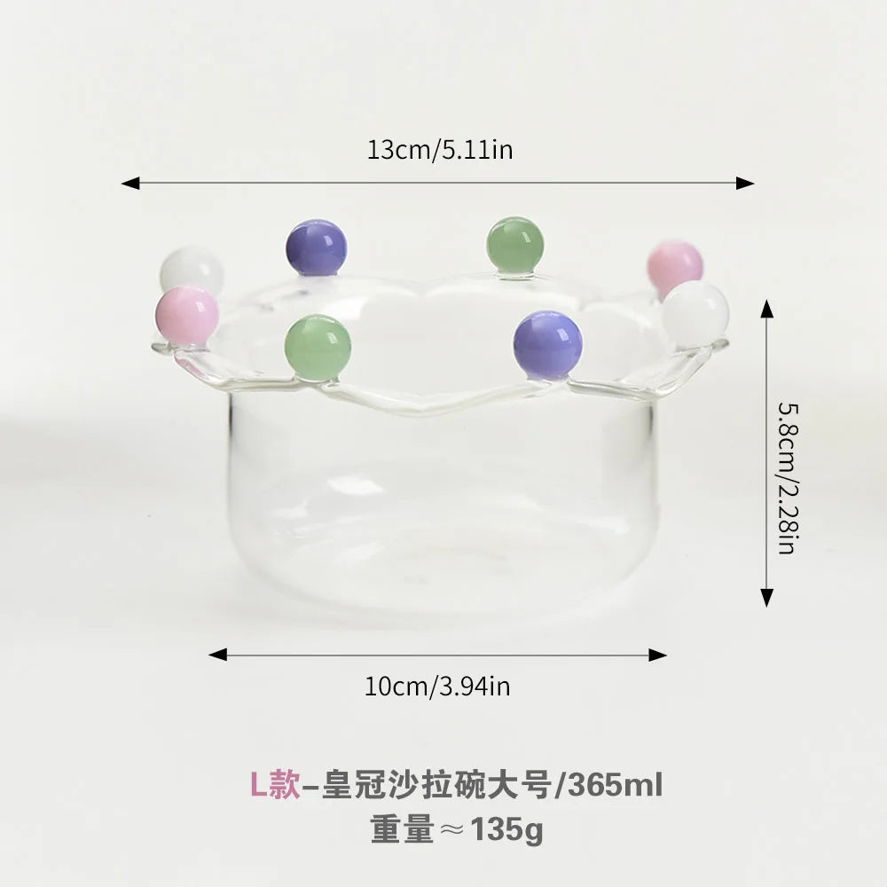 Creative Glass Crown Dish Table Plates Salad Bowls Transparent Ins Ice Cream Yogurt Pudding Dessert Cups Plates Dinnerware Gifts