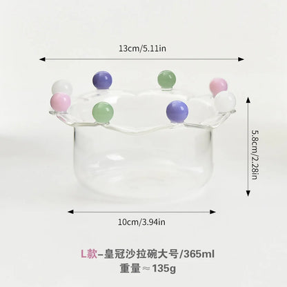 Creative Glass Crown Dish Table Plates Salad Bowls Transparent Ins Ice Cream Yogurt Pudding Dessert Cups Plates Dinnerware Gifts