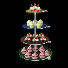 Ikeehome  4 Tier Round Acrylic Cupcake Stand, Clear Cupcake Tower Stand with Led, Premium Acrylic Dessert Stand for Wedding Birthday Baby