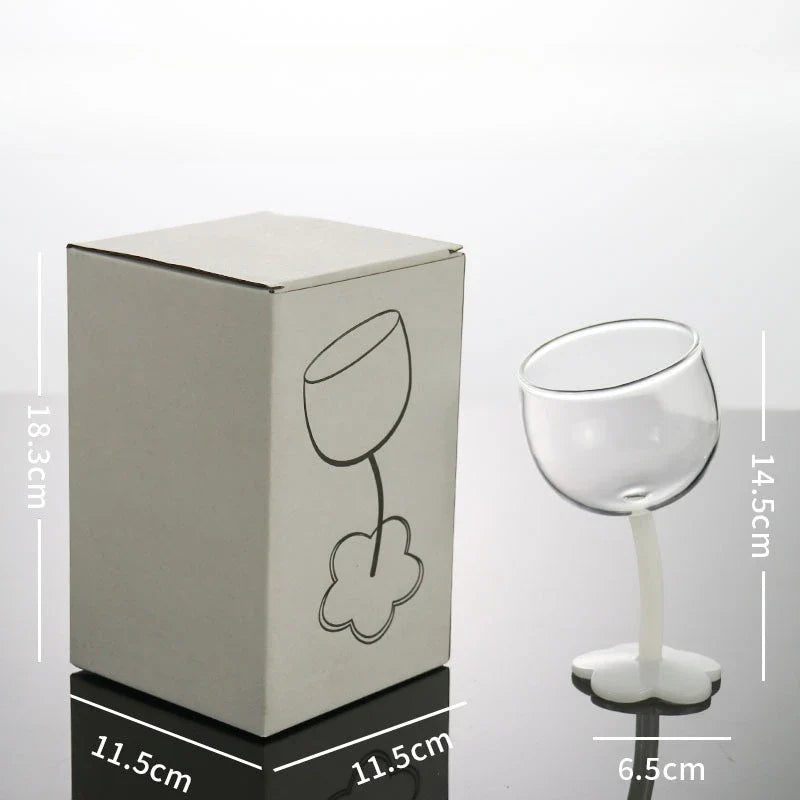 Vintage Glass Cups Home Christmas Party Drinkware Cute Flower with Tilted Head Goblet Romantic Champagne Glass Kitchenware Gifts