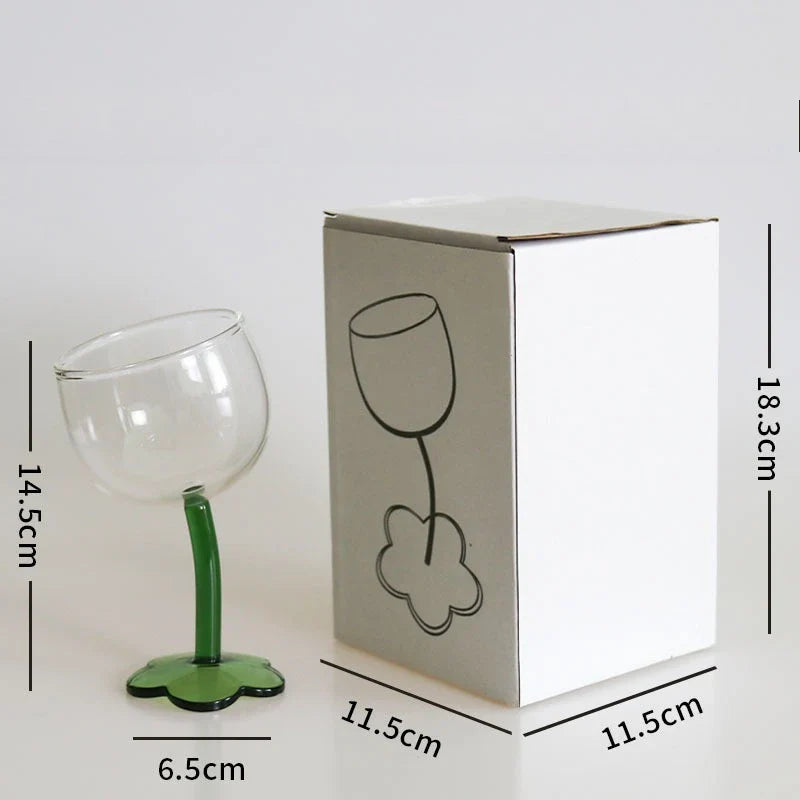 Vintage Glass Cups Home Christmas Party Drinkware Cute Flower with Tilted Head Goblet Romantic Champagne Glass Kitchenware Gifts