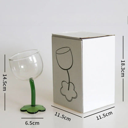 Vintage Glass Cups Home Christmas Party Drinkware Cute Flower with Tilted Head Goblet Romantic Champagne Glass Kitchenware Gifts
