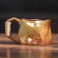 Creative Rough Pottery Coffee Cup Retro Rope Ceramic Cup Irregular Mug Japanese Shaped Drinking Tea Set Living Room Decoration