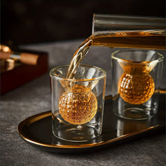 2/4pcs 50ml Golf Whiskey Glasses Double Walled Crystal Whiskey Cocktail Cup Washable Shot Glasses for Home Bar Party Golf Gifts