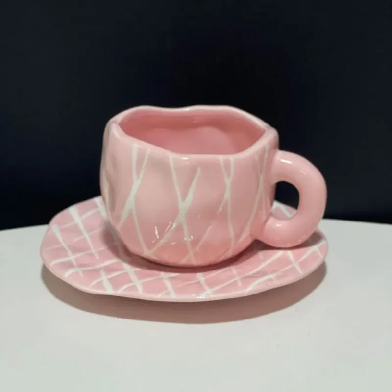 300ML Blue Sky and White Clouds Coffee Cup Tableware Set Hand-painted Ceramic Mug Milk Breakfast Cup Cute Coffee Tableware