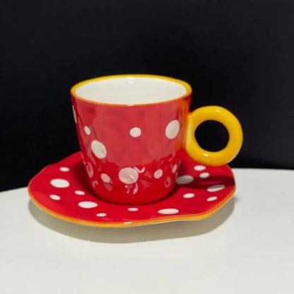 300ML Blue Sky and White Clouds Coffee Cup Tableware Set Hand-painted Ceramic Mug Milk Breakfast Cup Cute Coffee Tableware