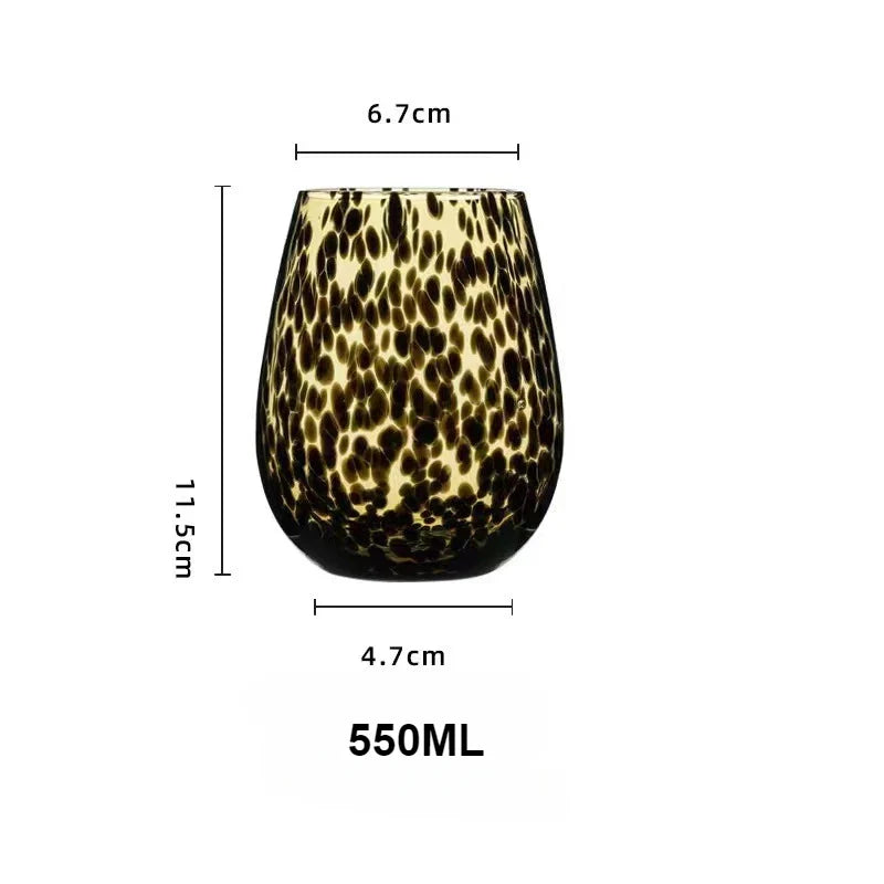 Vintage Leopard Goblet Crystal Glass Wine Glass Cup Round Belly Antique Glasses Cocktail Whiskey Glasses Barware Drinkware Cups