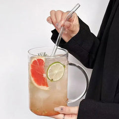 Ikeehome  1000ML Glass Cup Large Capacity Drinkware with Handle High Temperature Resistance Water Cup Glass Juice Milk Bottle Kitchenware