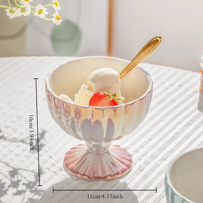 Pearl High Footed Yogurt Bowl Home High Beauty Dessert Ice Cream Cup Fruit Salad Bowl