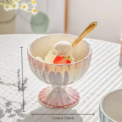 Pearl High Footed Yogurt Bowl Home High Beauty Dessert Ice Cream Cup Fruit Salad Bowl