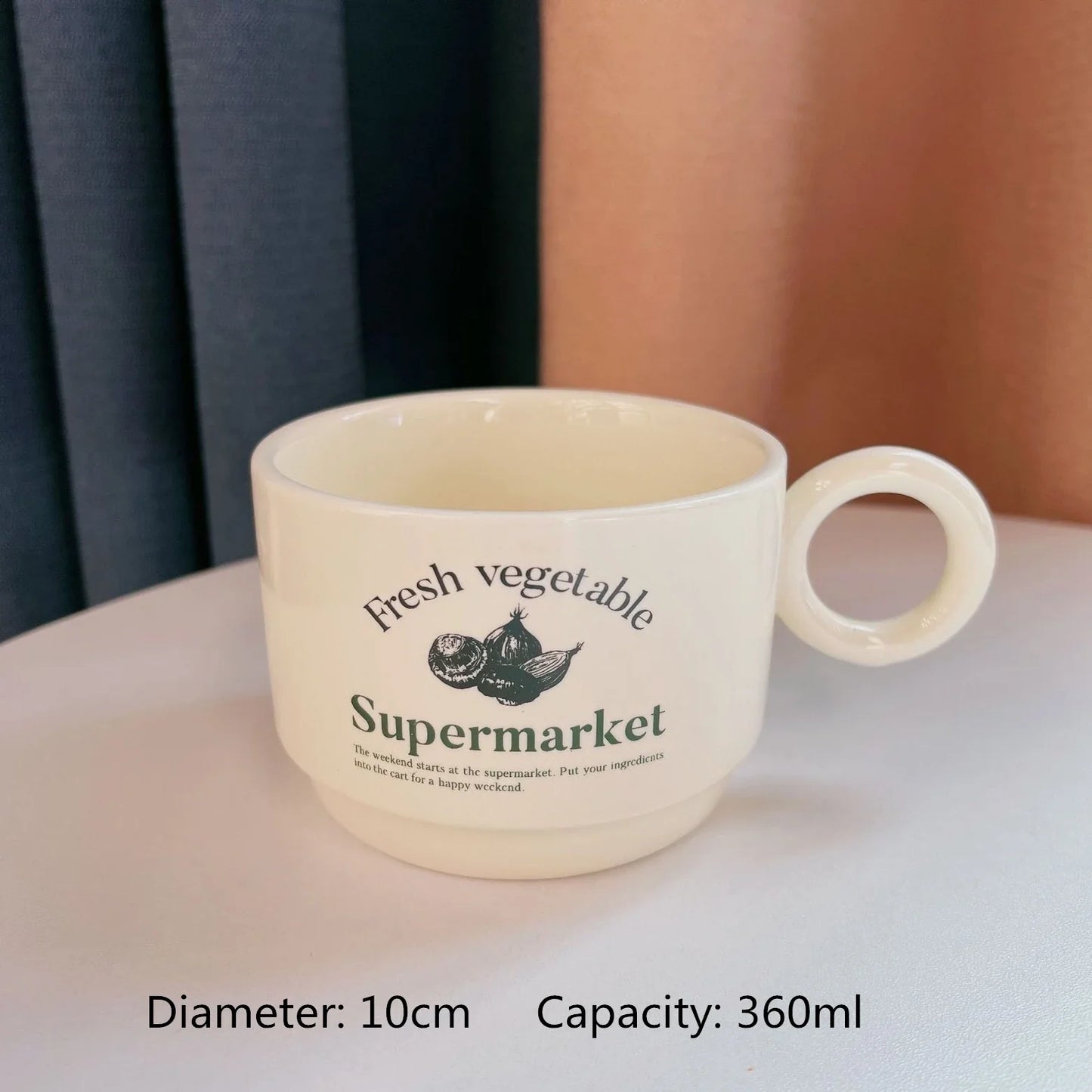 Retro Style English Letters Ceramics Tableware Mug Soup Plate Cream Color Desserts Steak Porcelain Main Dish Plate Coffee Cups