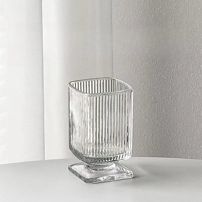Ikeehome  180ml Retro Square Glass Cups Short Foot Drinkware Multicolored Kitchen Glass Juice Bubble Water Espresso Cups Kitchenware Gifts