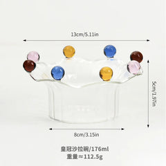 Creative Glass Crown Dish Table Plates Salad Bowls Transparent Ins Ice Cream Yogurt Pudding Dessert Cups Plates Dinnerware Gifts