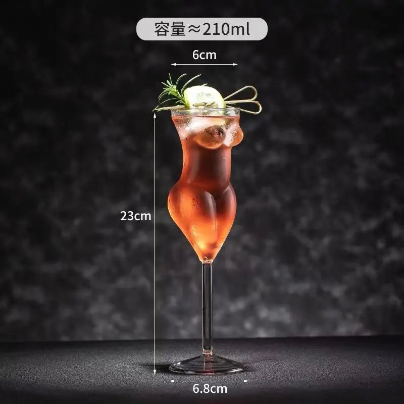 Ikeehome  Creative Human Body Glass Wine Drinkware Cocktail Tumbler Juice Cup Funny Kitchen Coffee Latte High-footed Mug Glassware Barware