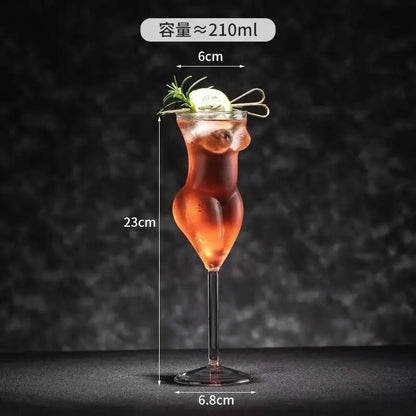 Ikeehome  Creative Human Body Glass Wine Drinkware Cocktail Tumbler Juice Cup Funny Kitchen Coffee Latte High-footed Mug Glassware Barware
