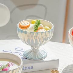 Pearl High Footed Yogurt Bowl Home High Beauty Dessert Ice Cream Cup Fruit Salad Bowl