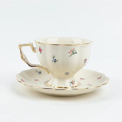 Vintage European-style Coffee Mug Afternoon Tea Set Tape Disc Teapot Kettle Lemon Pattern Porcelain Handle Cup Mugs Coffee Cups