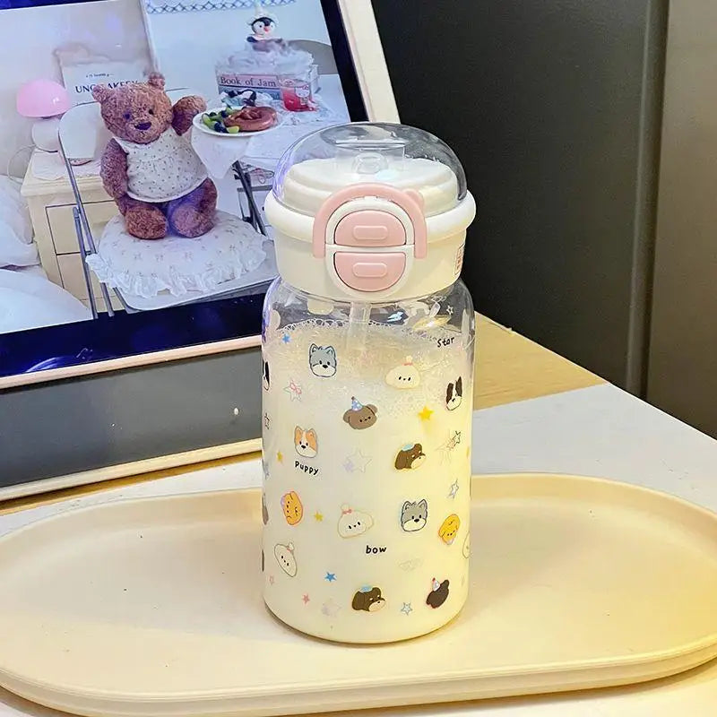 New Planet Minimalist Plastic Water Cup Water Kettle Dual Drinking Straw Cup Value Large Capacity Portable Carrying Accompanying